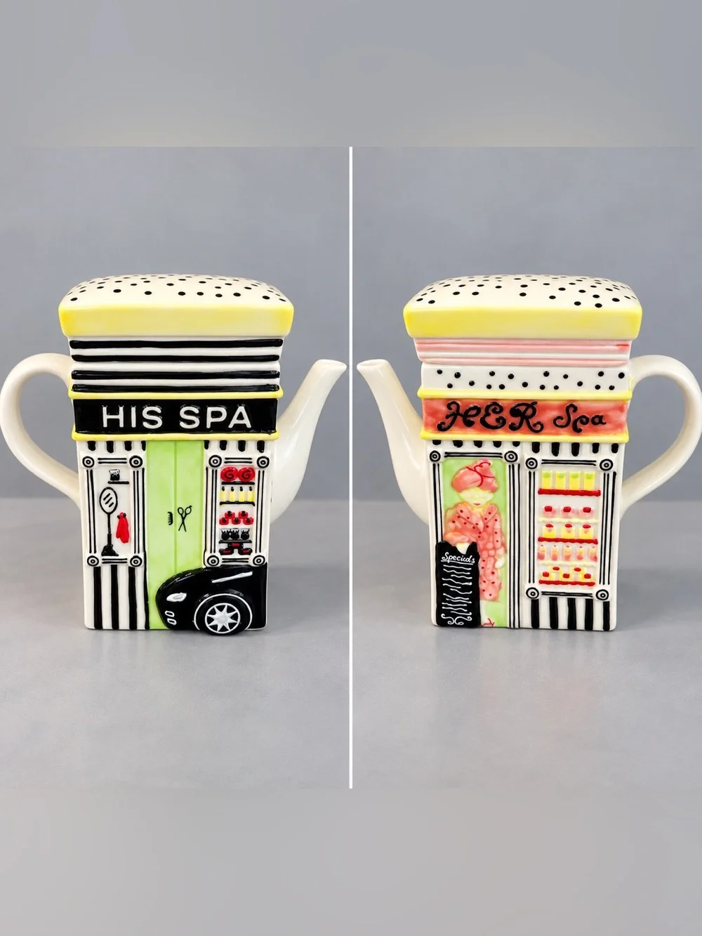 NEW MSRF His Spa Her Spa Ceramic Teapot w/Lid + Twinings Earl Grey Tea Gift